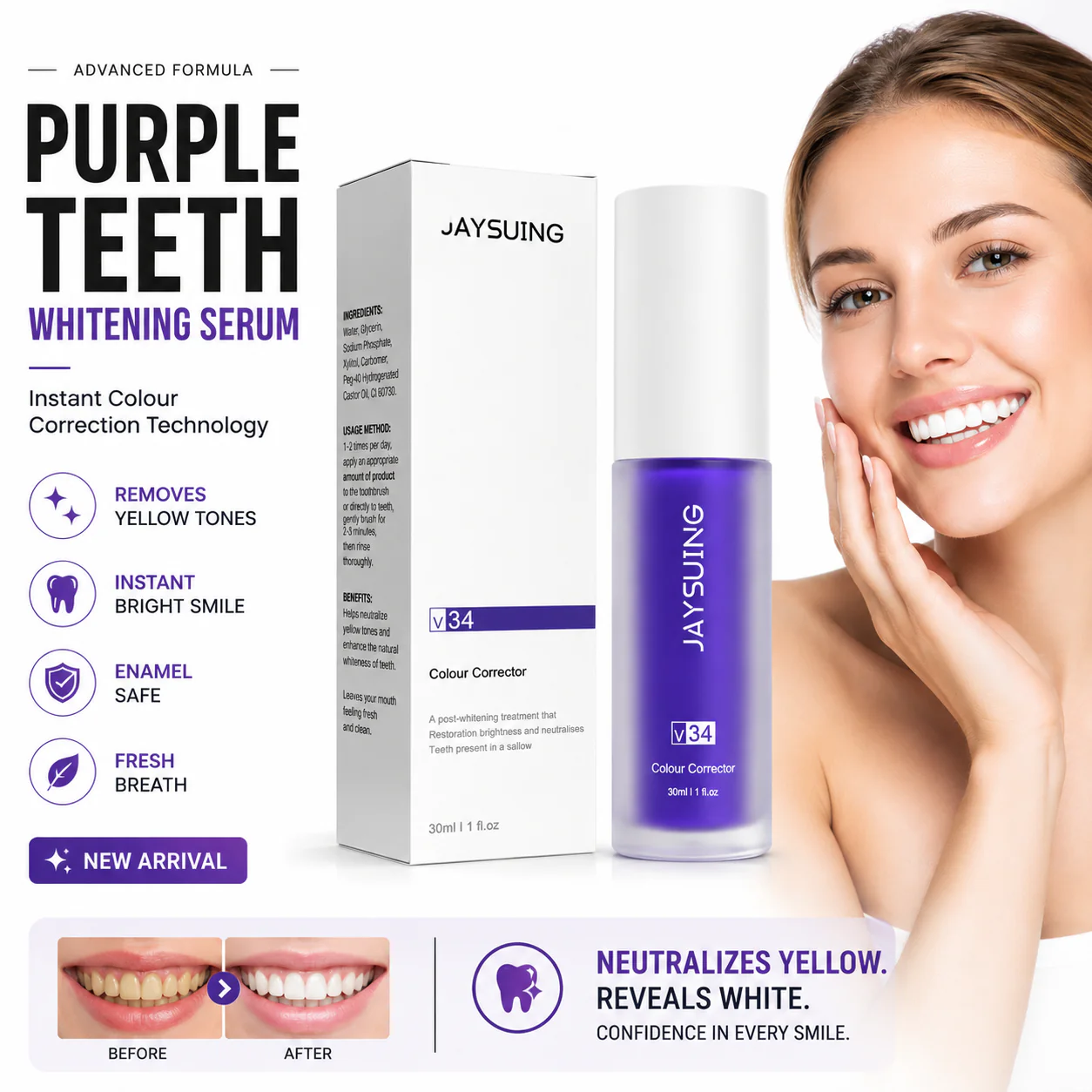 Jaysuing Purple Teeth Whitening Toothpaste ORIGINAL FREE HOME DELIEVERY ALL OVER UAE